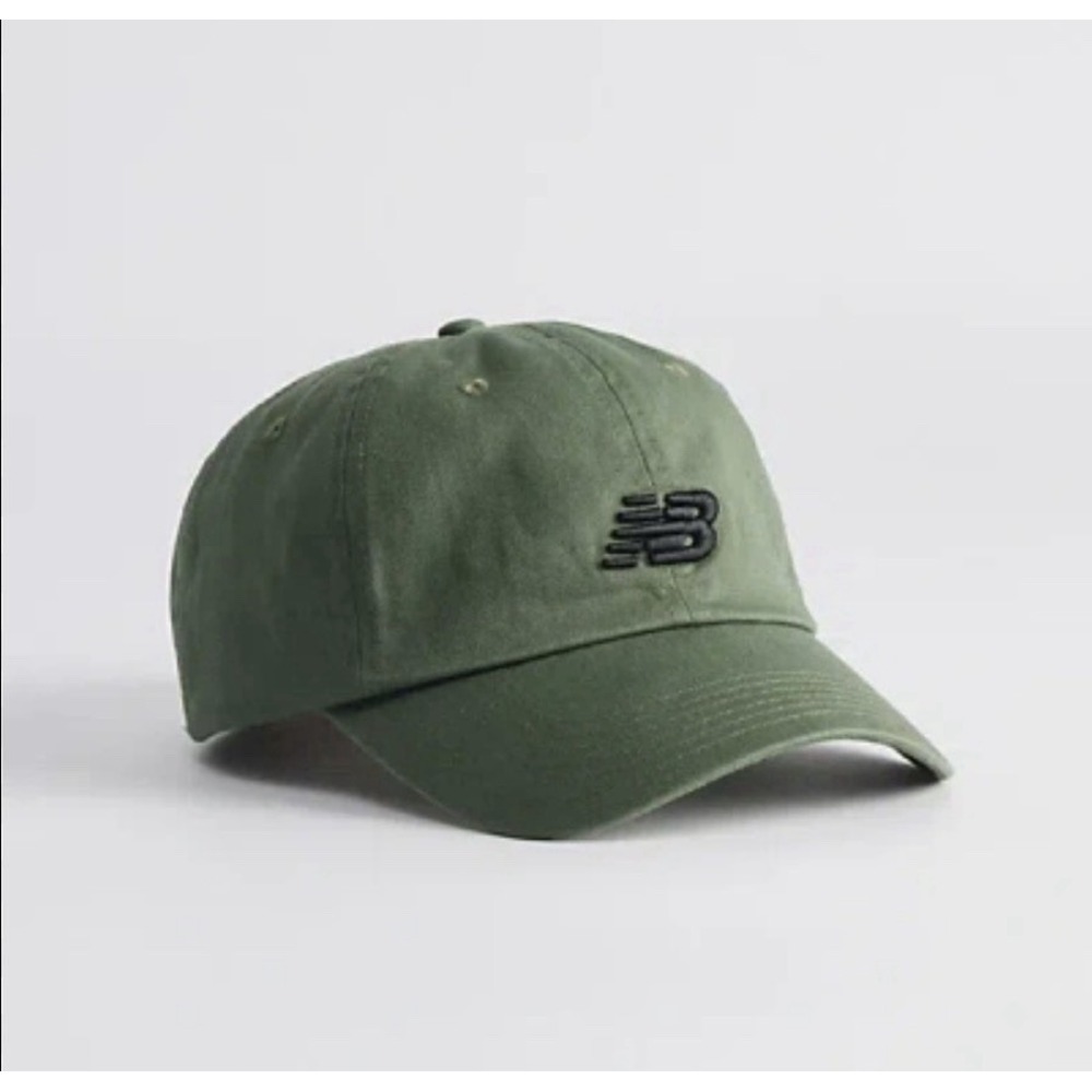 New Balance Mens Olive Green Cotton Twill Logo Dad Hat Baseball Cap Strapback OS